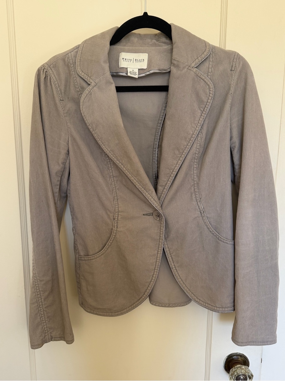 Gray Corduroy Single-Button Blazer Jacket